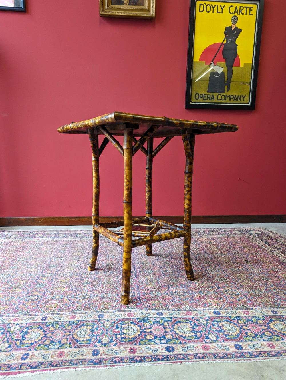 Antique Victorian Original Lacquer Bamboo Occasional Table View VII