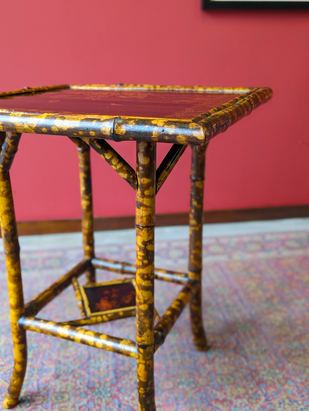Antique Victorian Original Lacquer Bamboo Occasional Table View VIII