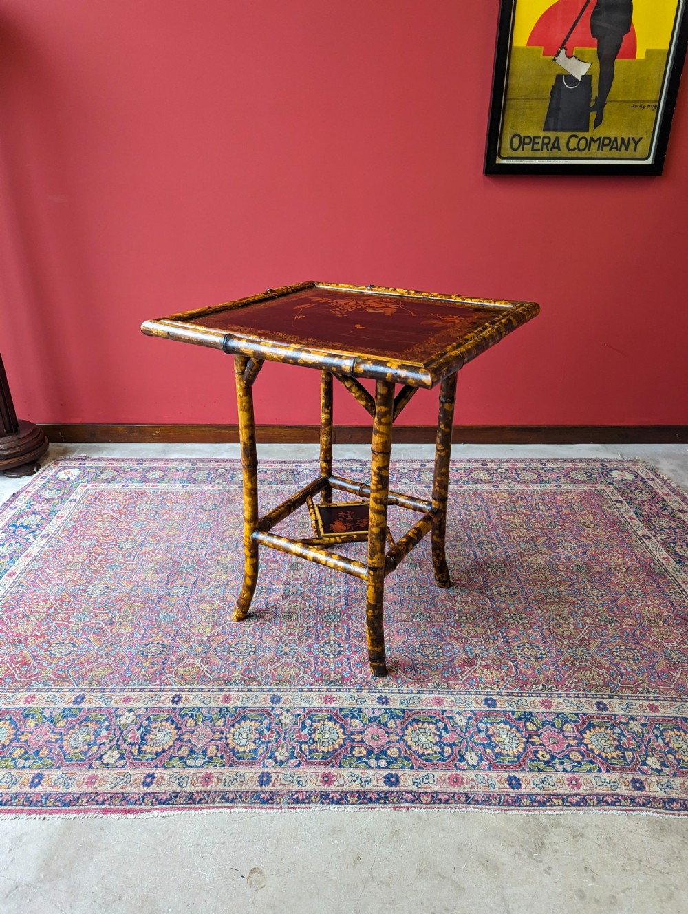 Antique Victorian Original Lacquer Bamboo Occasional Table View X
