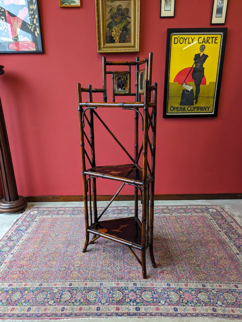 Antique Victorian Bamboo Three Tier Stand