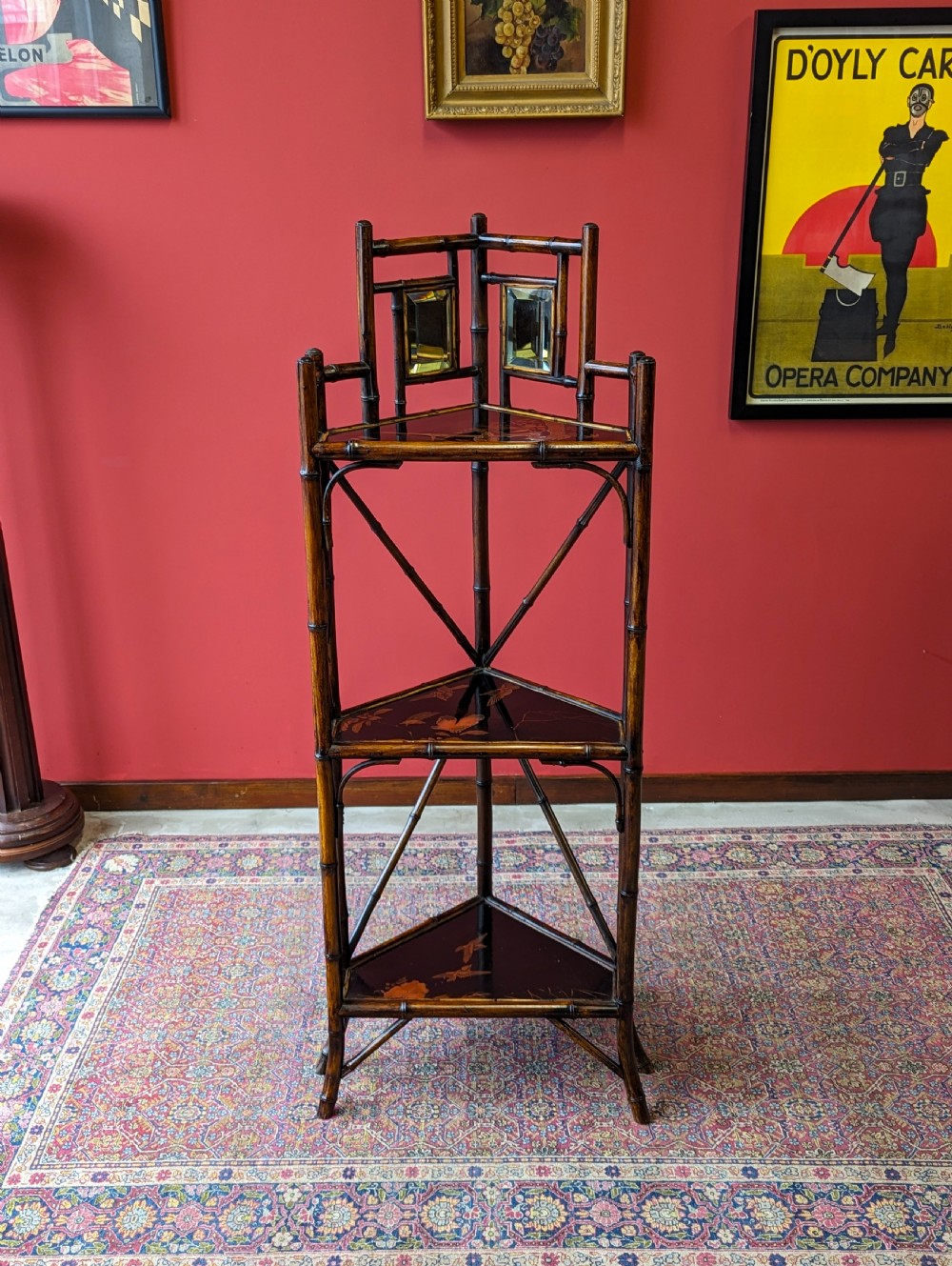 Antique Victorian Bamboo Three Tier Stand View II