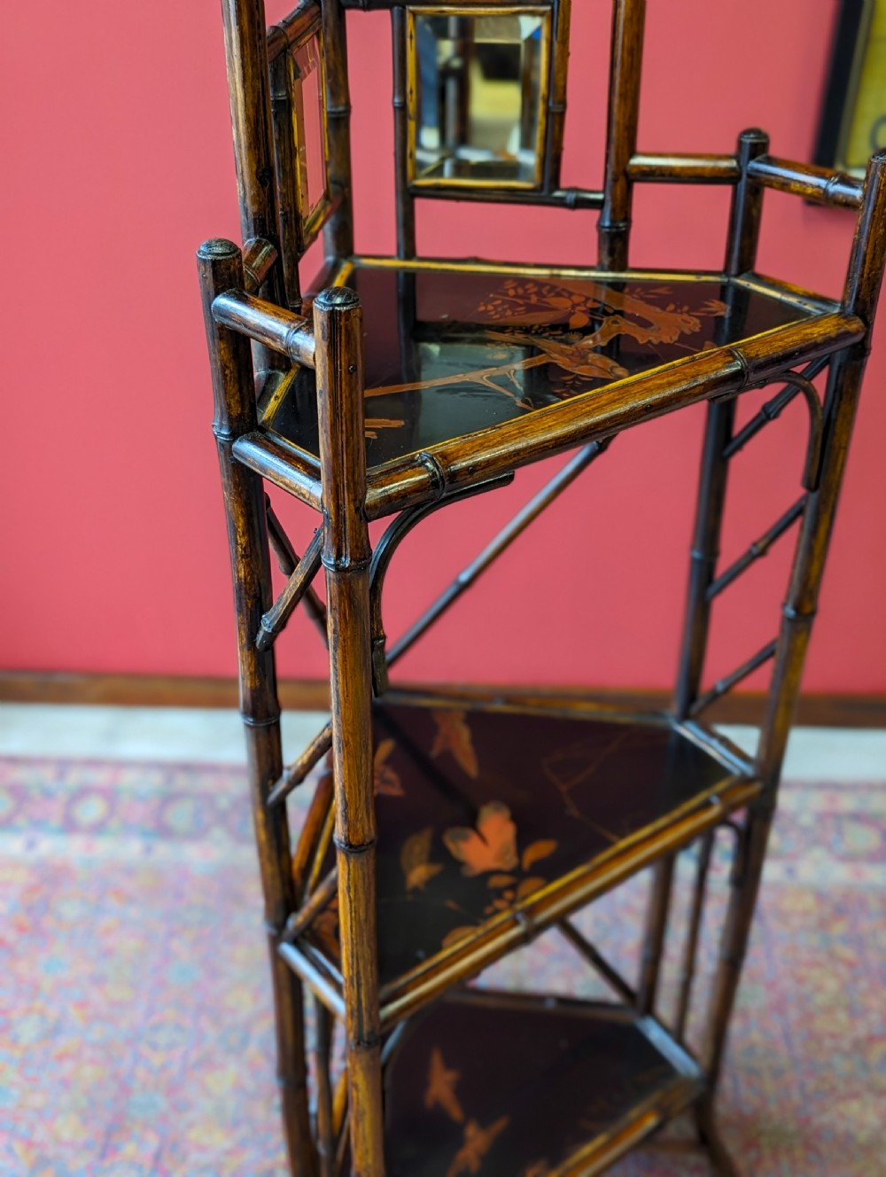 Antique Victorian Bamboo Three Tier Stand View III