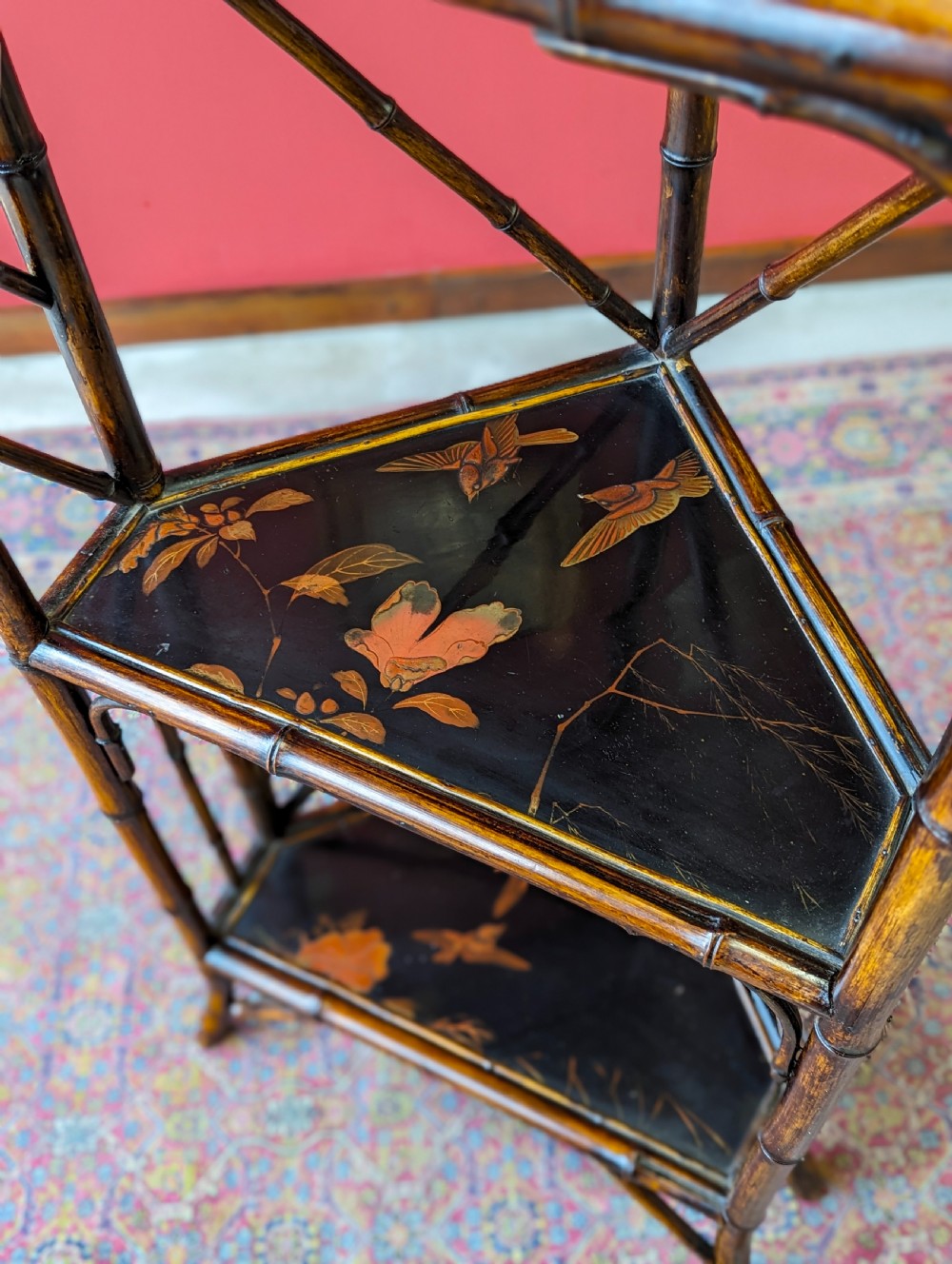 Antique Victorian Bamboo Three Tier Stand View V