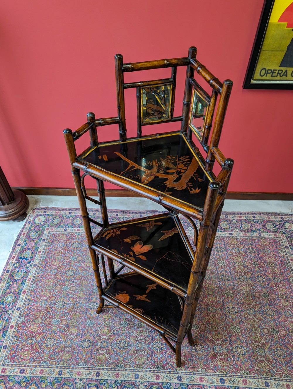 Antique Victorian Bamboo Three Tier Stand View VI