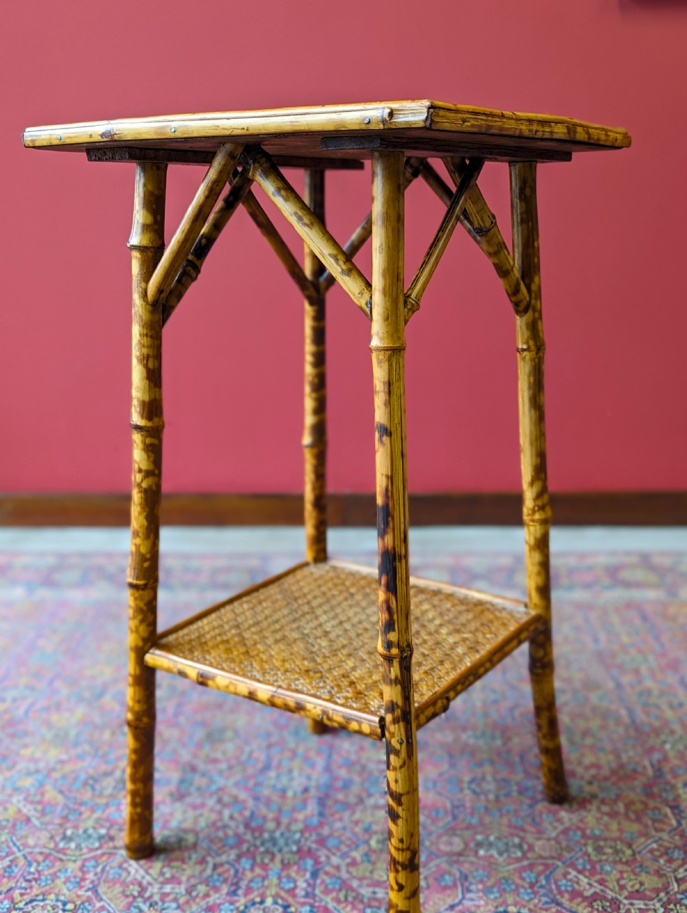Antique Victorian Bamboo Two Tier Occasional Table View IV