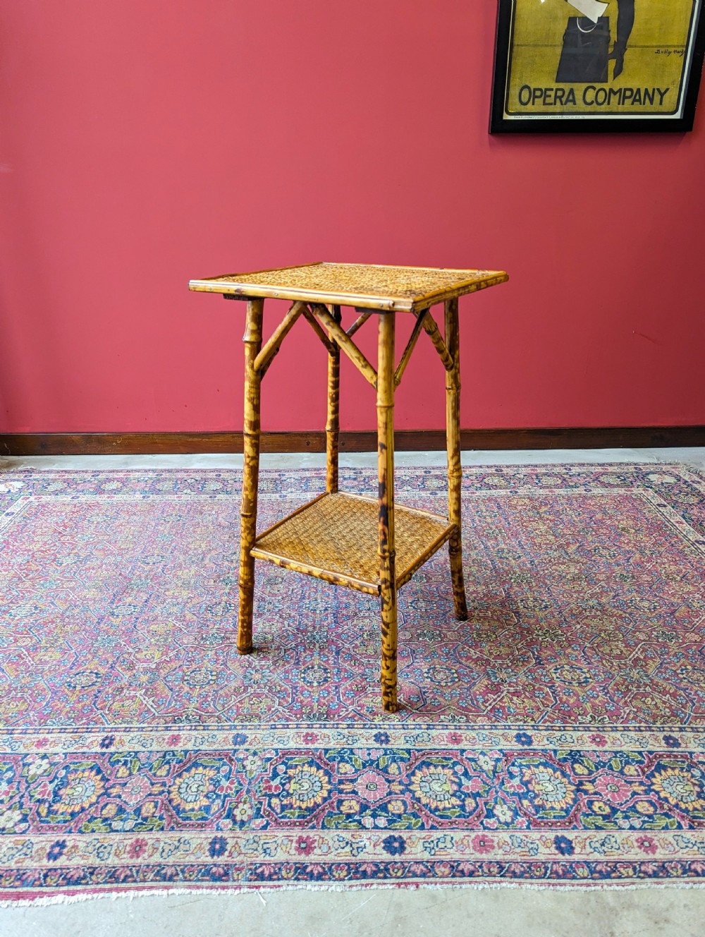 Antique Victorian Bamboo Two Tier Occasional Table View VI