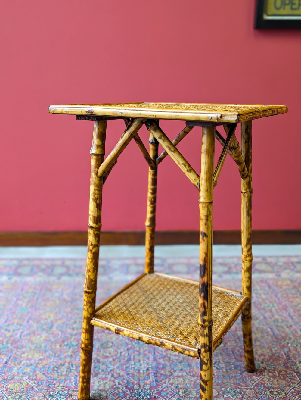 Antique Victorian Bamboo Two Tier Occasional Table View VII