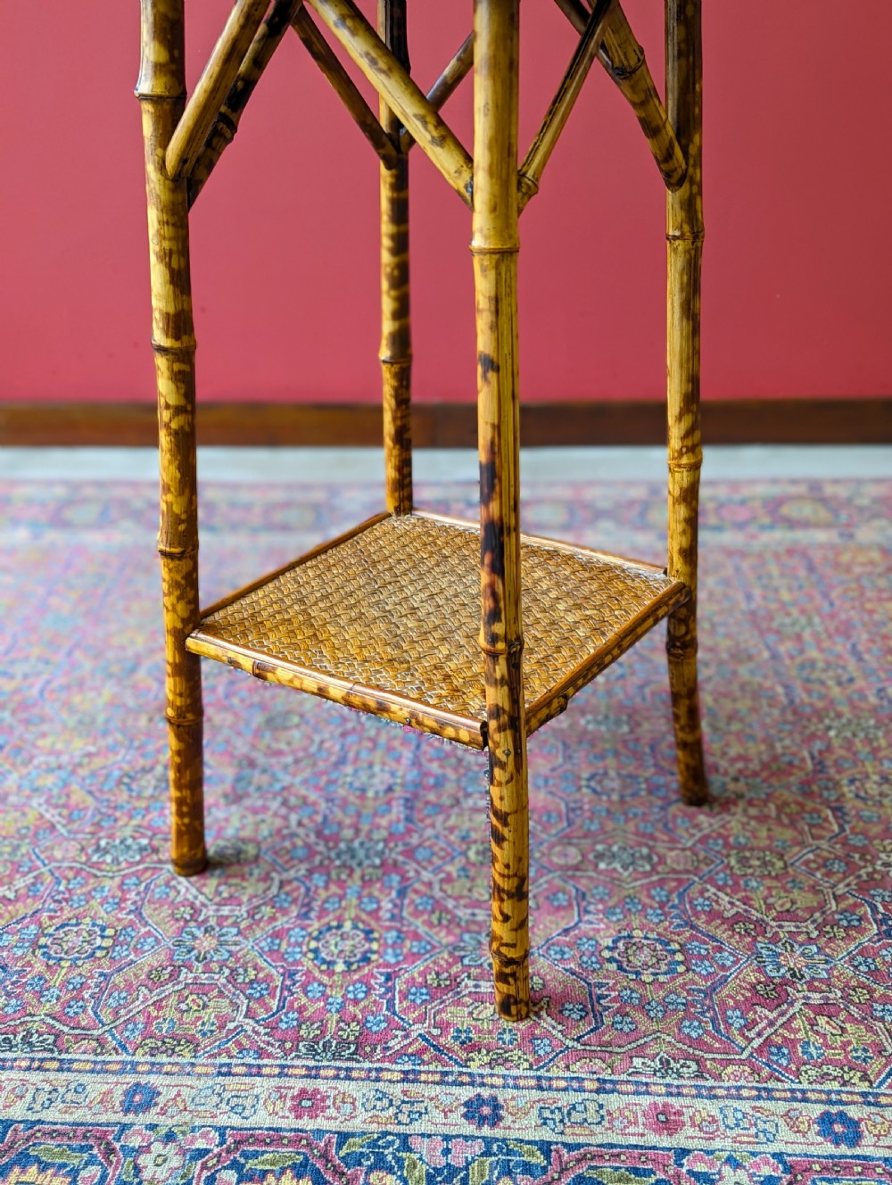 Antique Victorian Bamboo Two Tier Occasional Table View IX
