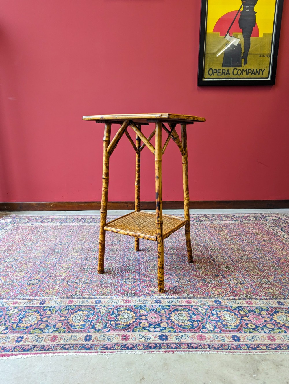 Antique Victorian Bamboo Two Tier Occasional Table View X