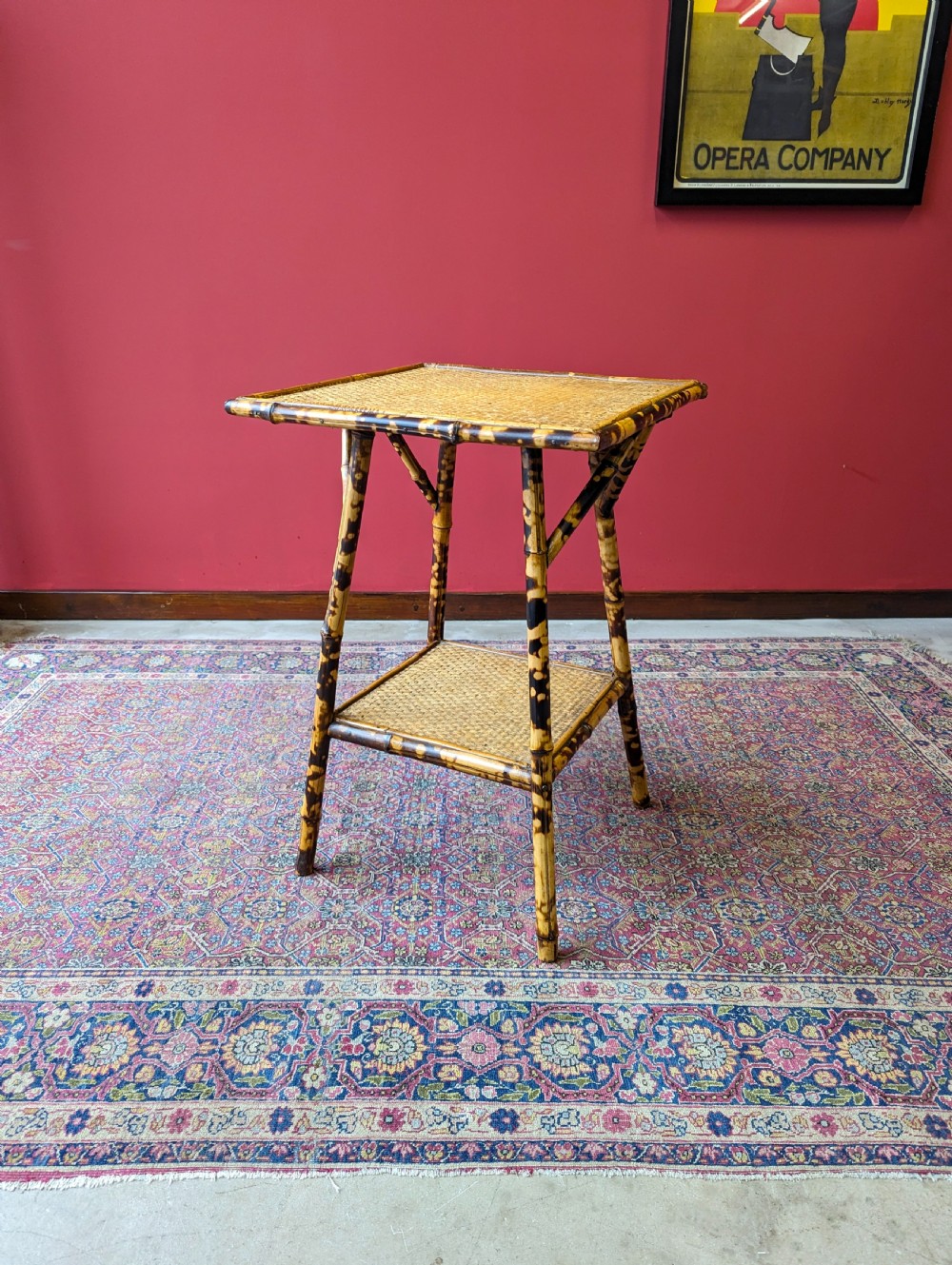 Antique Victorian Bamboo Two Tier Side Table View IV