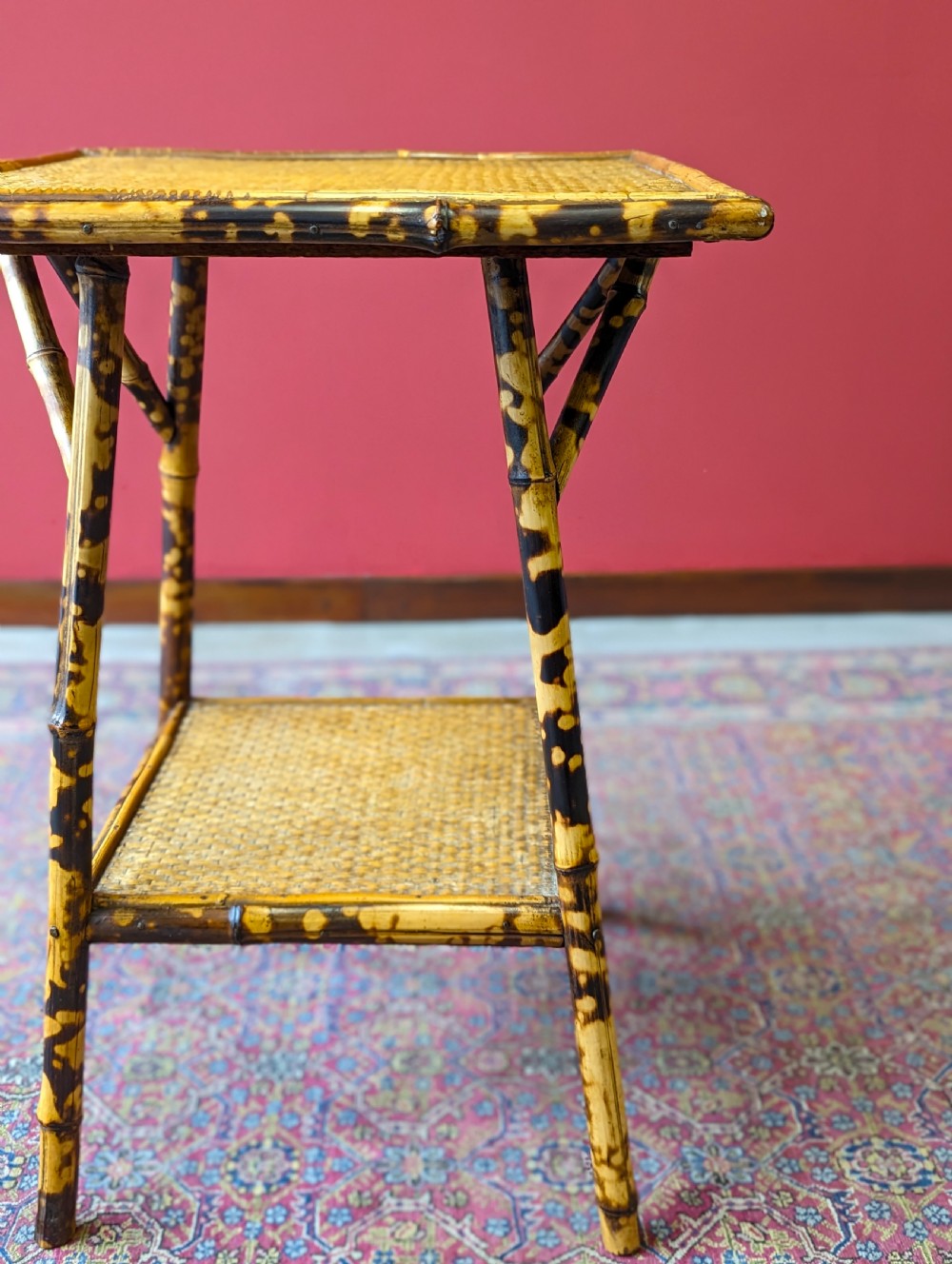 Antique Victorian Bamboo Two Tier Side Table View V