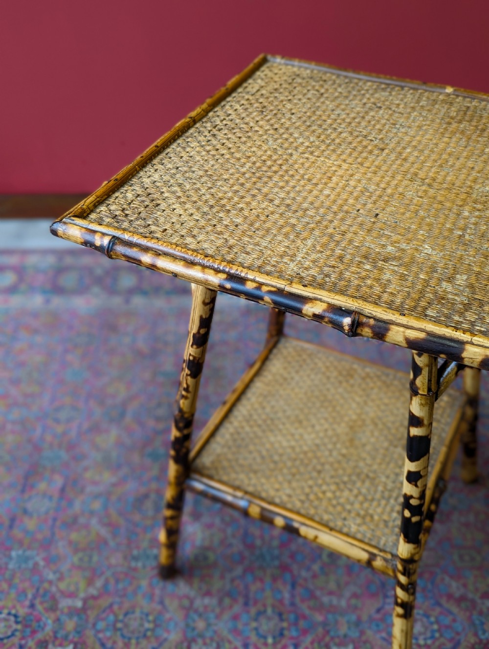 Antique Victorian Bamboo Two Tier Side Table View VIII