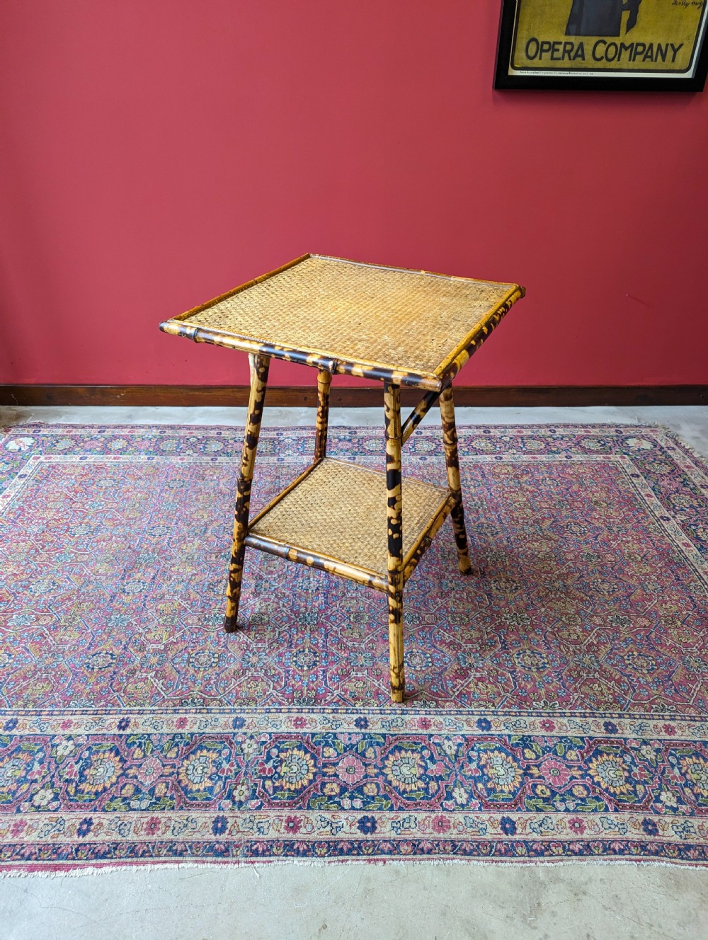 Antique Victorian Bamboo Two Tier Side Table View IX