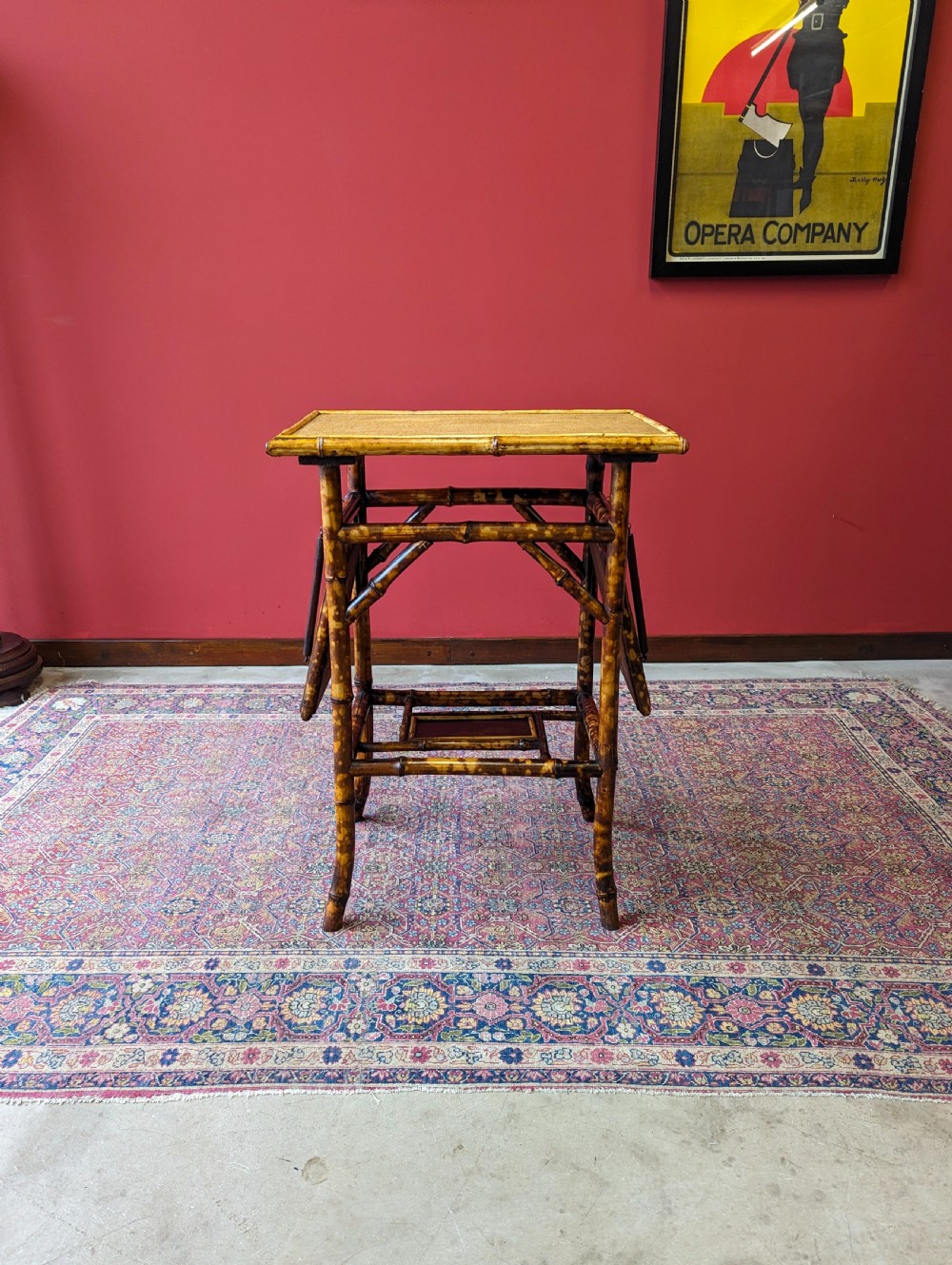 Antique Victorian Bamboo Original Lacquer Extending Side Table View II