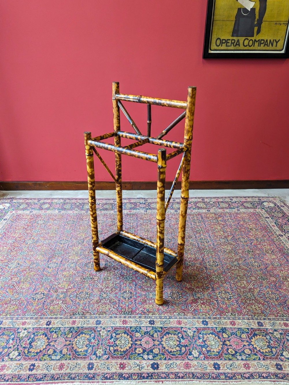 Antique Victorian Arts & Crafts Bamboo Stick Stand