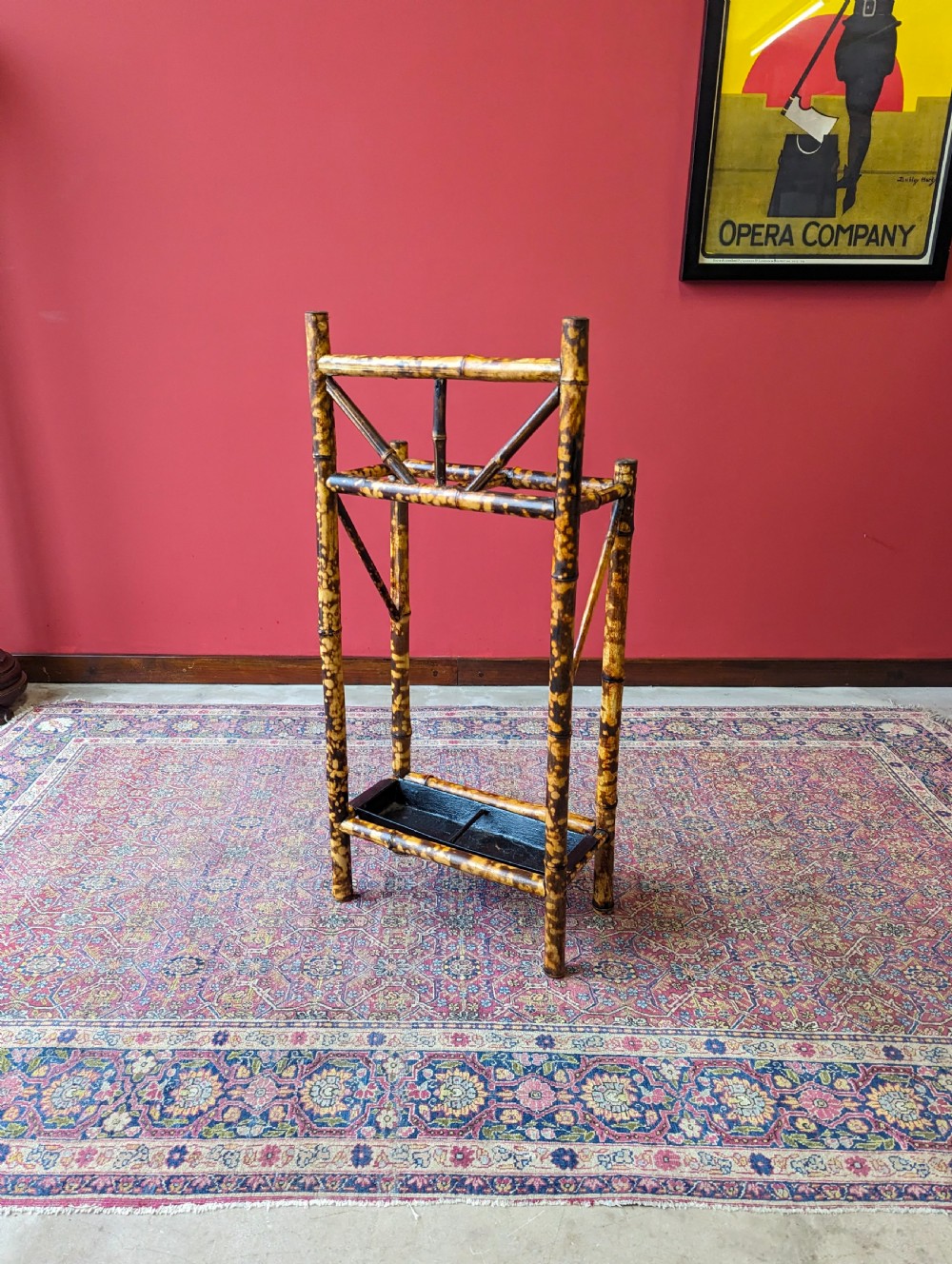 Antique Victorian Arts & Crafts Bamboo Stick Stand View III