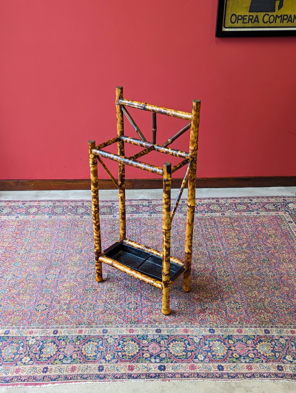 Antique Victorian Arts & Crafts Bamboo Stick Stand View V
