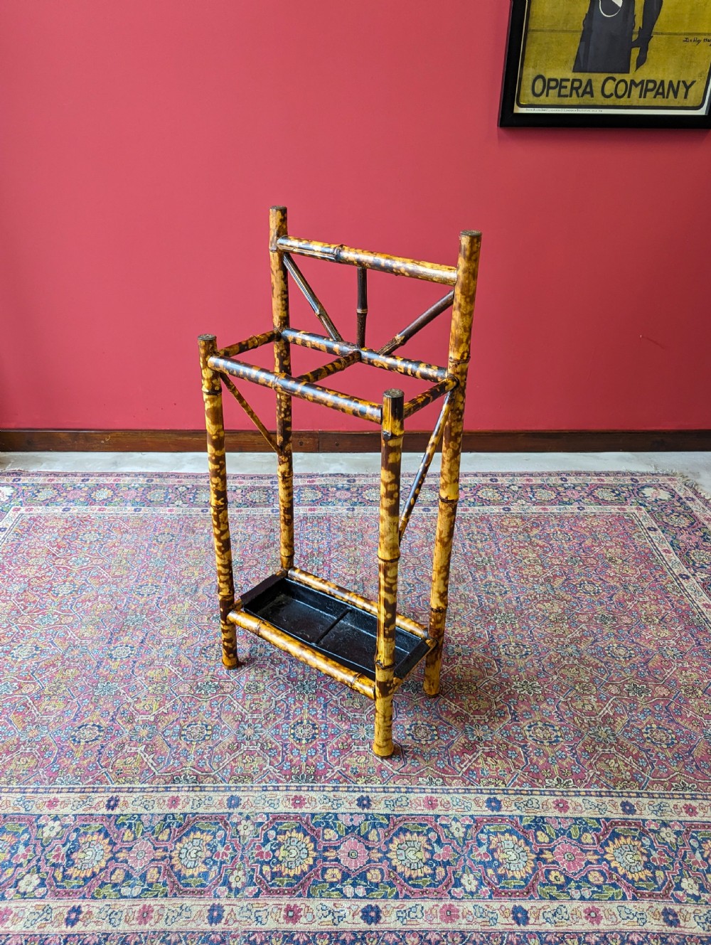 Antique Victorian Arts & Crafts Bamboo Stick Stand View VI