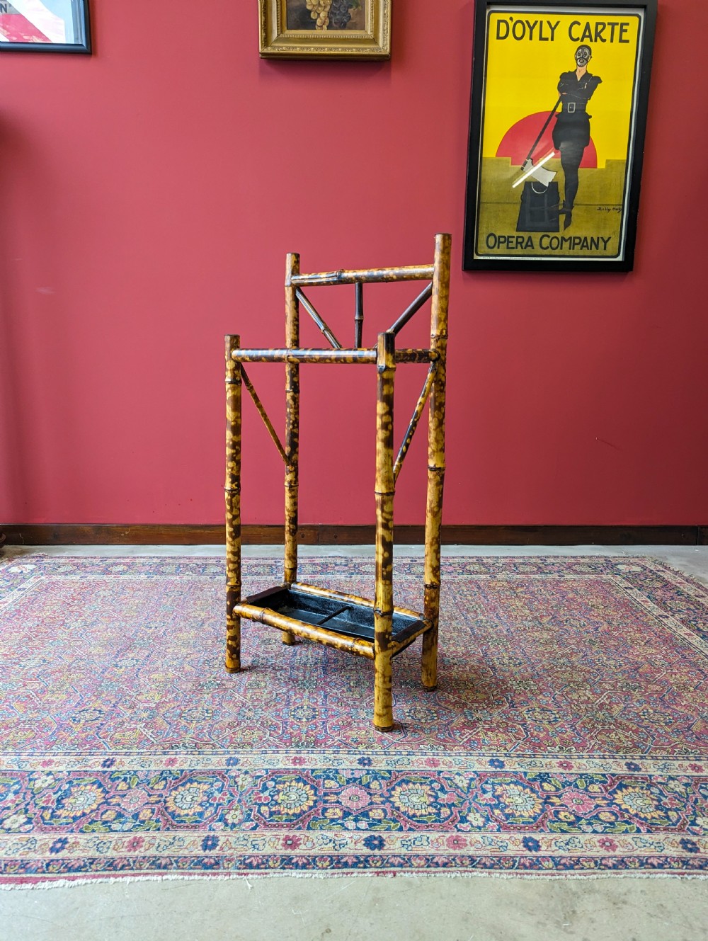 Antique Victorian Arts & Crafts Bamboo Stick Stand View X