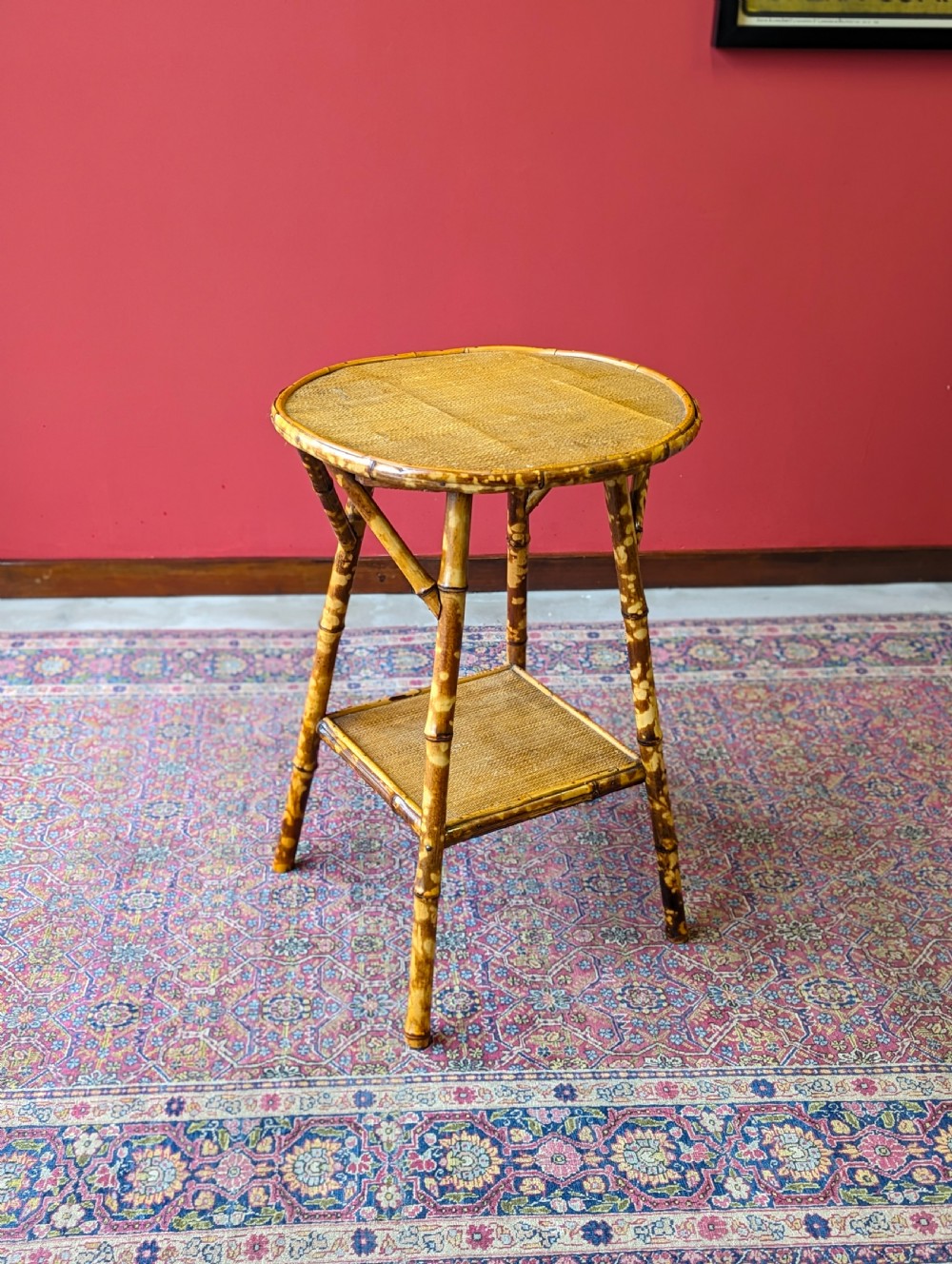 Antique Victorian Circular Topped Bamboo Occasional Table View IV