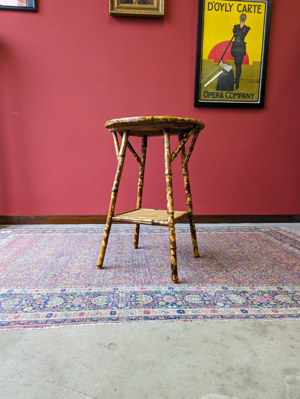 Antique Victorian Circular Topped Bamboo Occasional Table View V