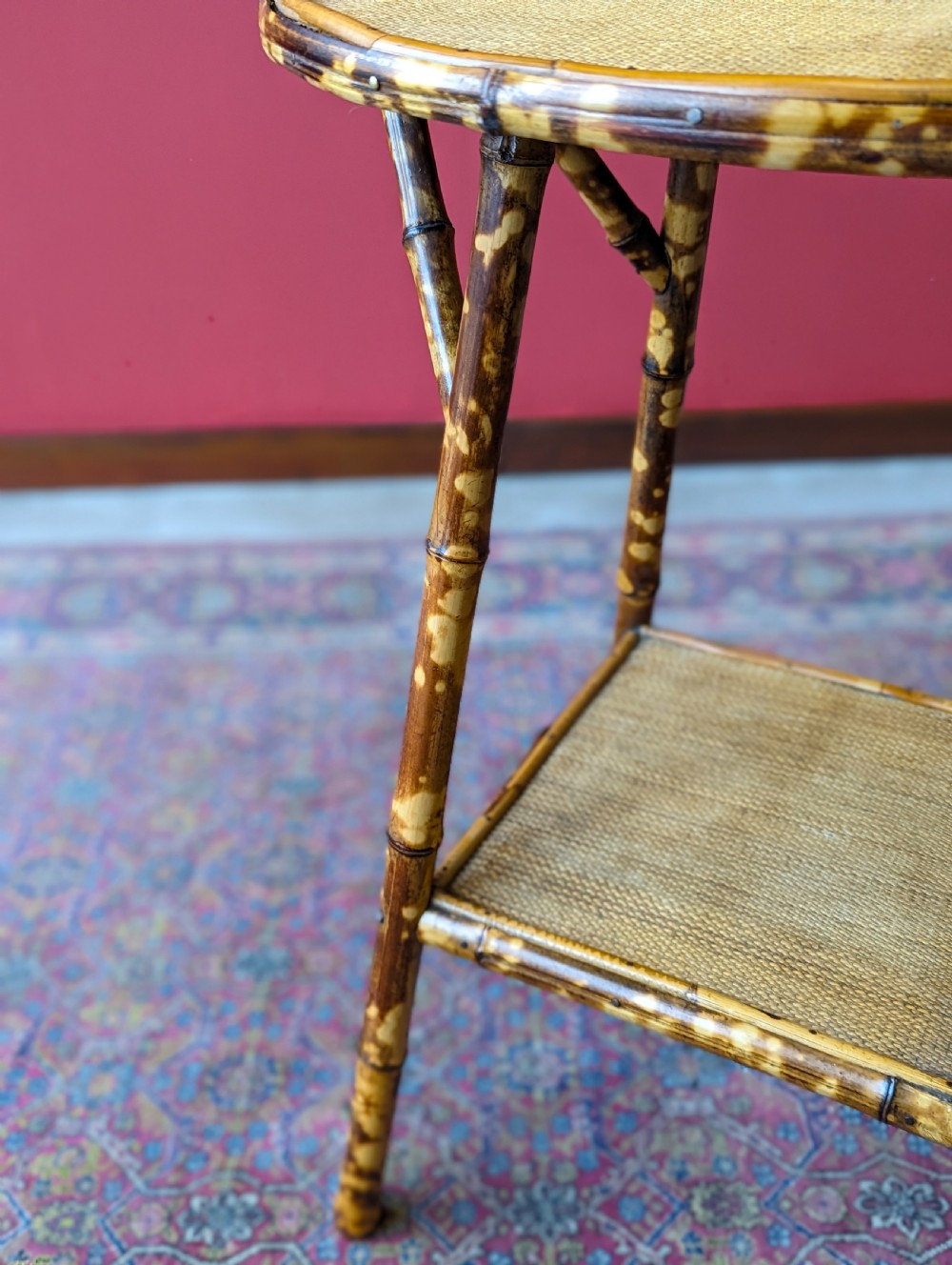 Antique Victorian Circular Topped Bamboo Occasional Table View VIII