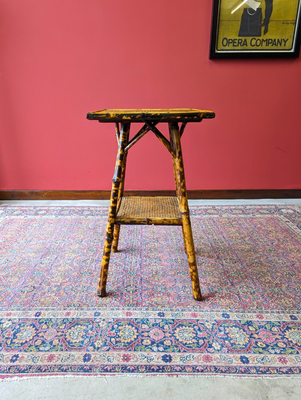 Antique Victorian Bamboo Square Occasional Table View II