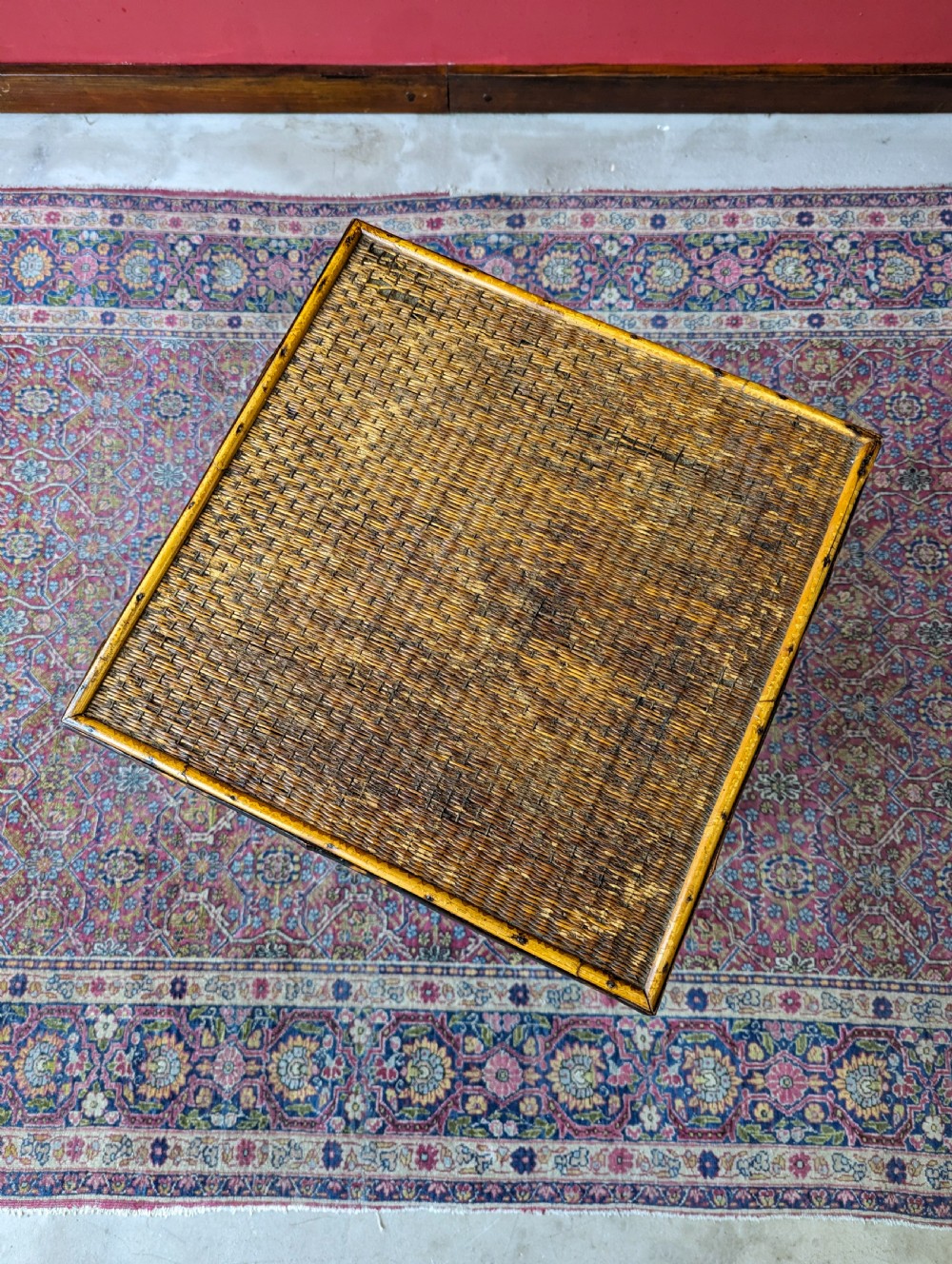 Antique Victorian Bamboo Square Occasional Table View VI