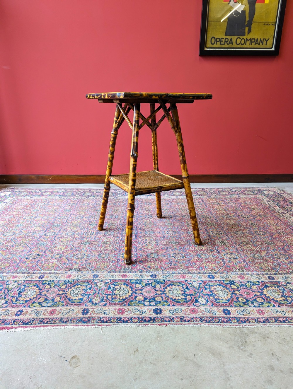 Antique Victorian Bamboo Square Occasional Table View IX