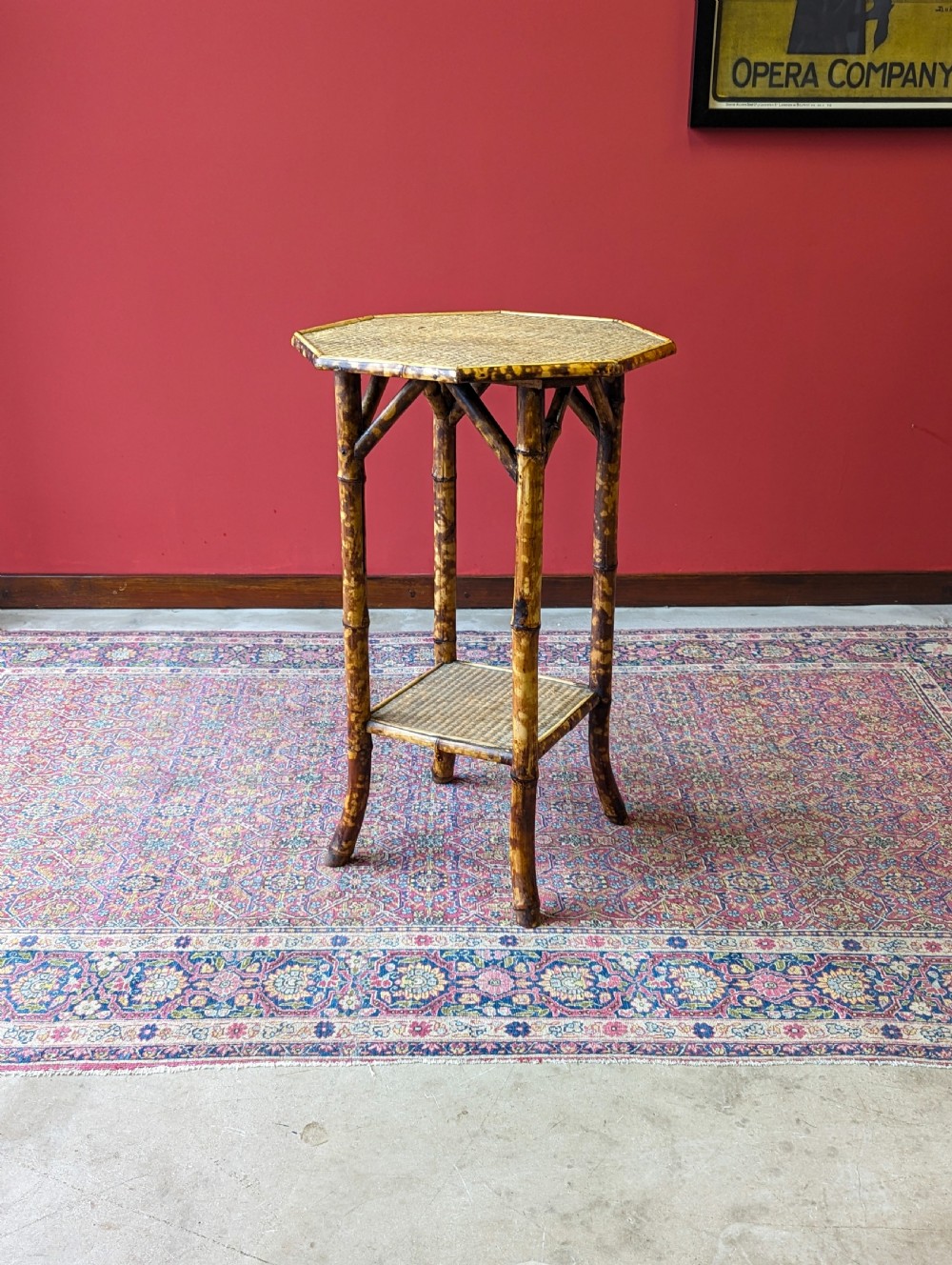 Antique Victorian Octagonal Topped Bamboo Occasional Table