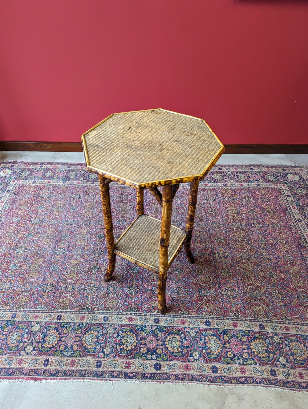 Antique Victorian Octagonal Topped Bamboo Occasional Table View VI