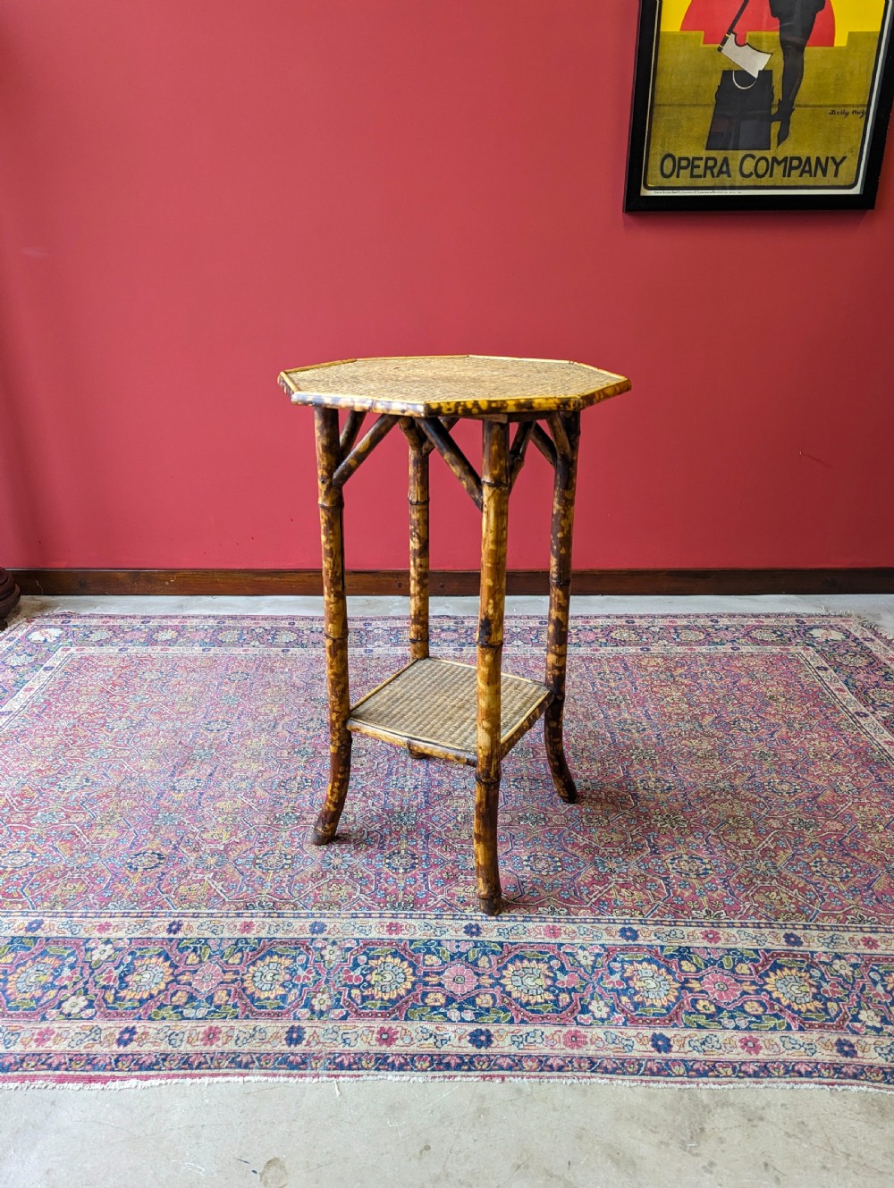 Antique Victorian Octagonal Topped Bamboo Occasional Table View X