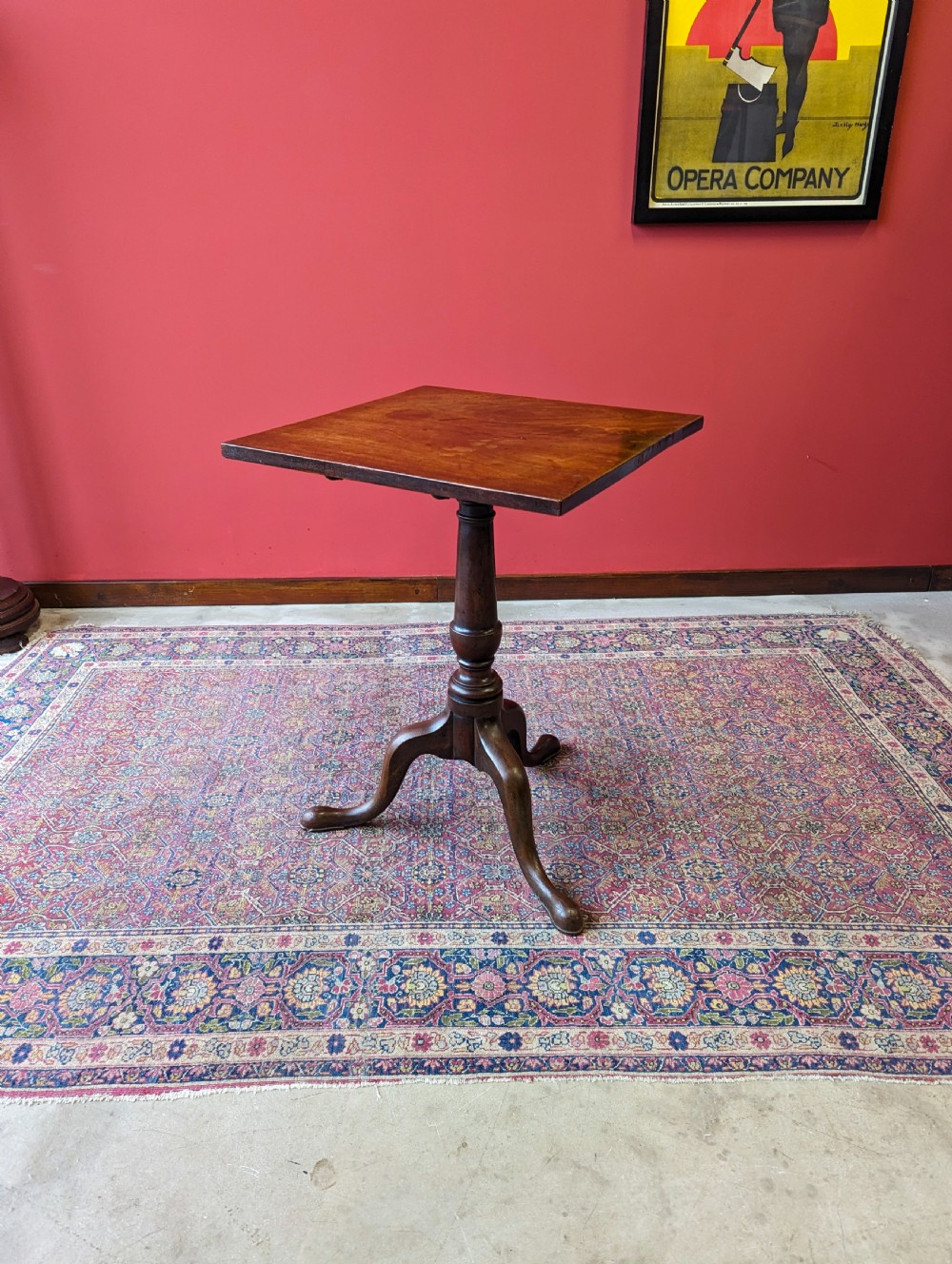 Antique Georgian Mahogany Square Tilt Top Pedestal Wine Table