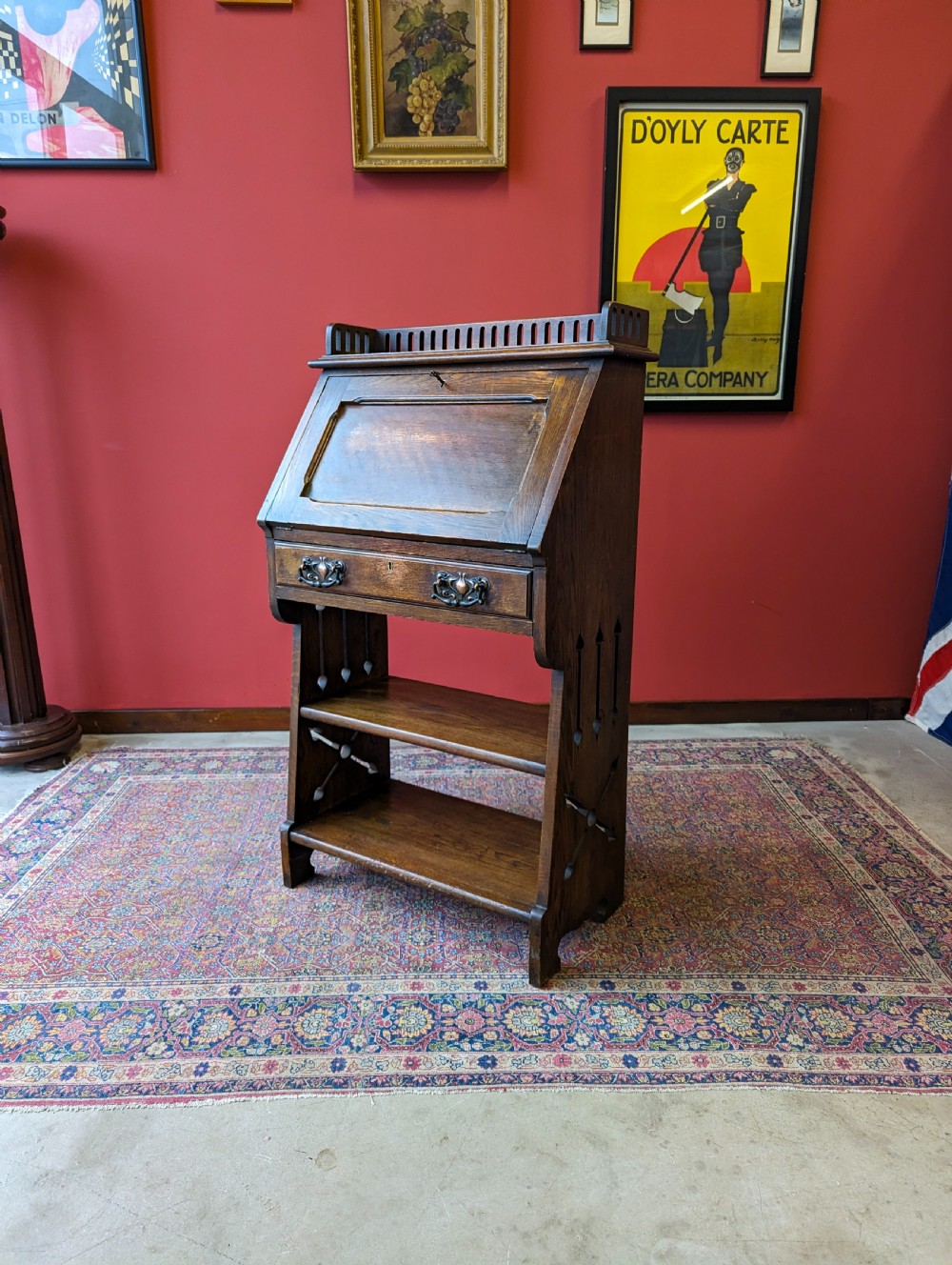 Antique Arts & Crafts Movement Oak Bureau Bookcase