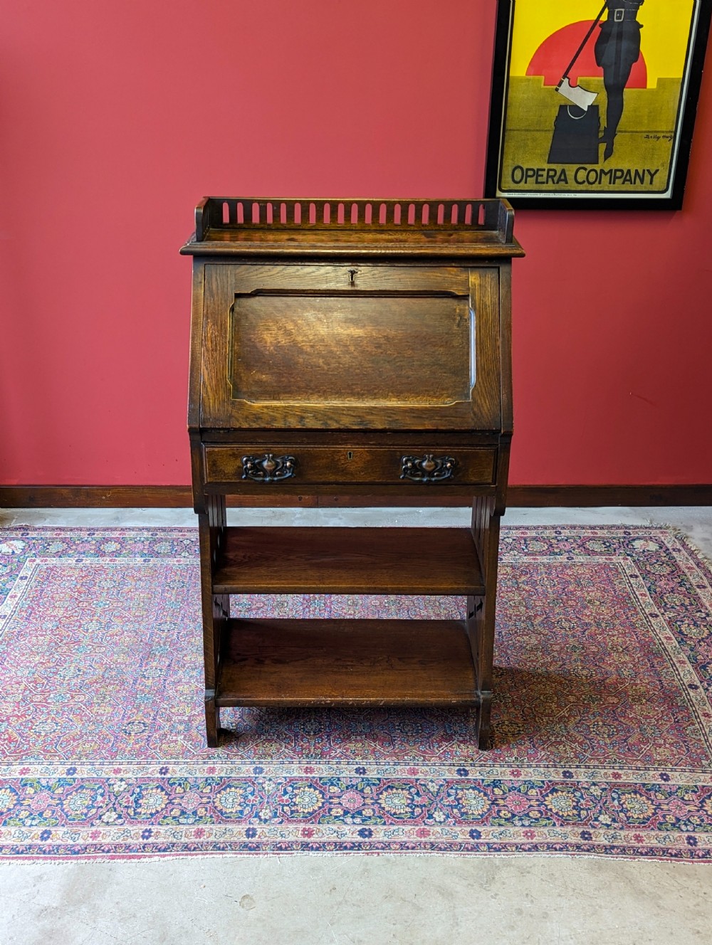 Antique Arts & Crafts Movement Oak Bureau Bookcase View II