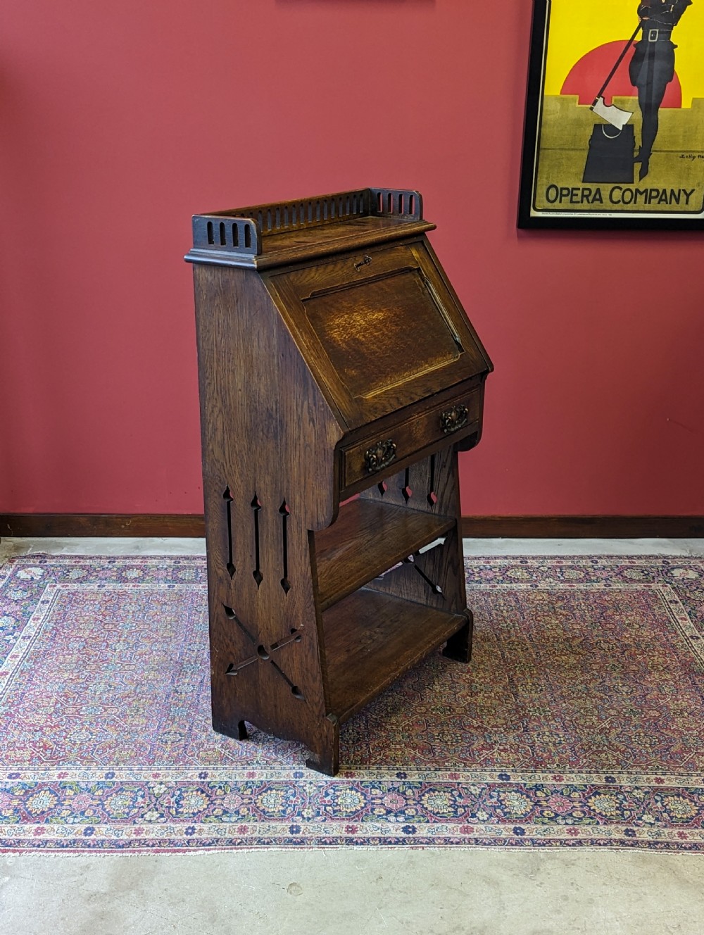 Antique Arts & Crafts Movement Oak Bureau Bookcase View III