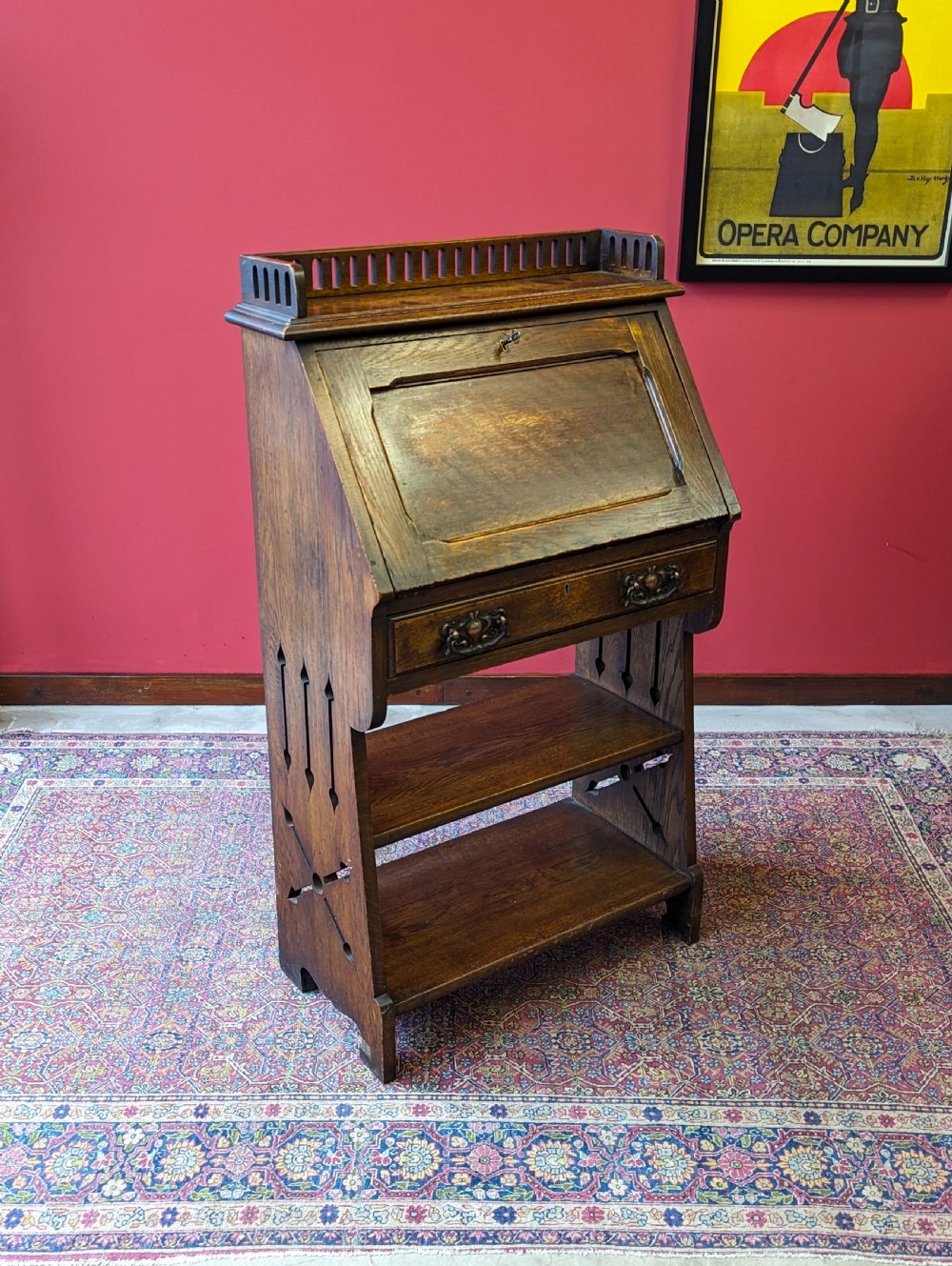 Antique Arts & Crafts Movement Oak Bureau Bookcase View IV