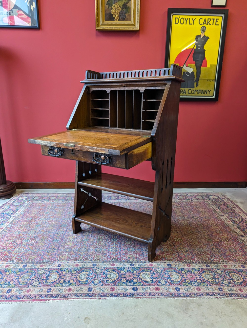 Antique Arts & Crafts Movement Oak Bureau Bookcase View V