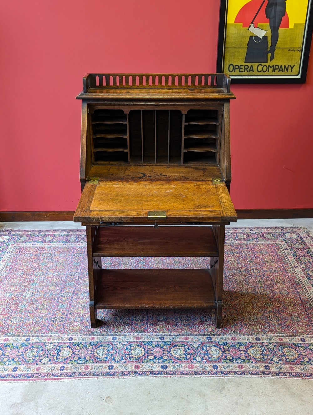 Antique Arts & Crafts Movement Oak Bureau Bookcase View VI