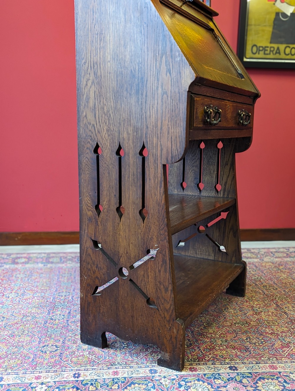 Antique Arts & Crafts Movement Oak Bureau Bookcase View VII