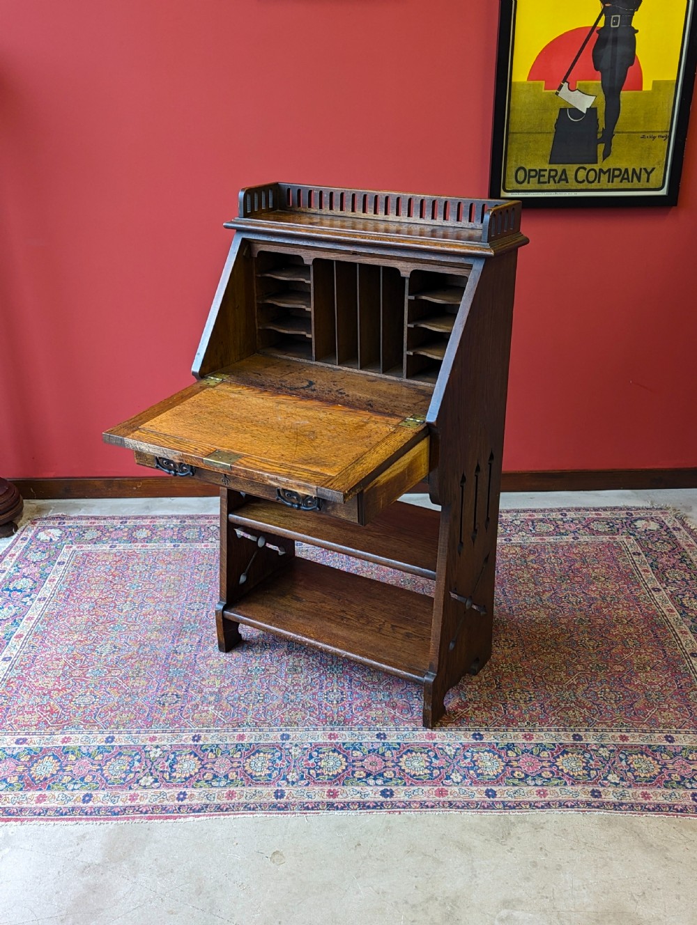 Antique Arts & Crafts Movement Oak Bureau Bookcase View IX