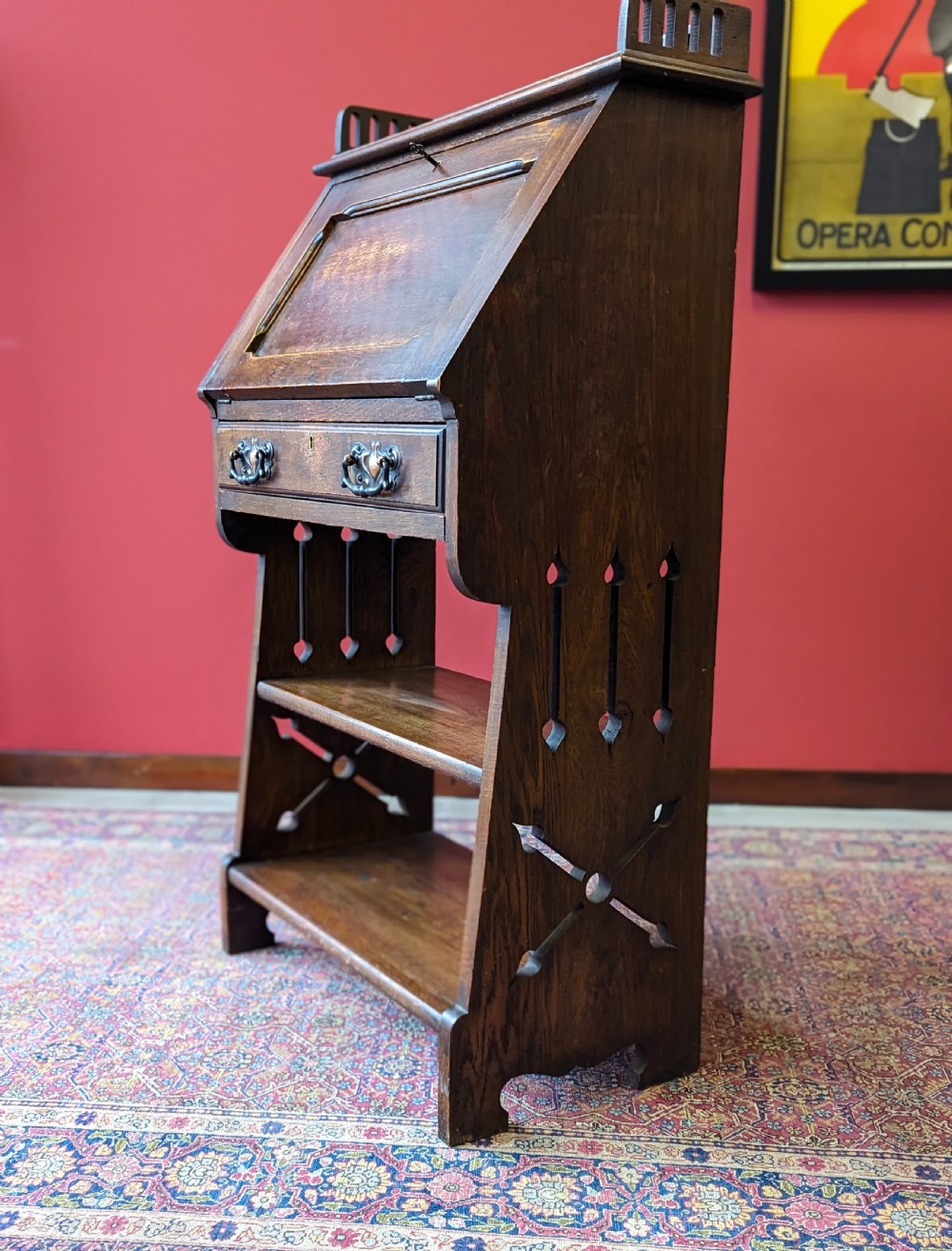 Antique Arts & Crafts Movement Oak Bureau Bookcase View X