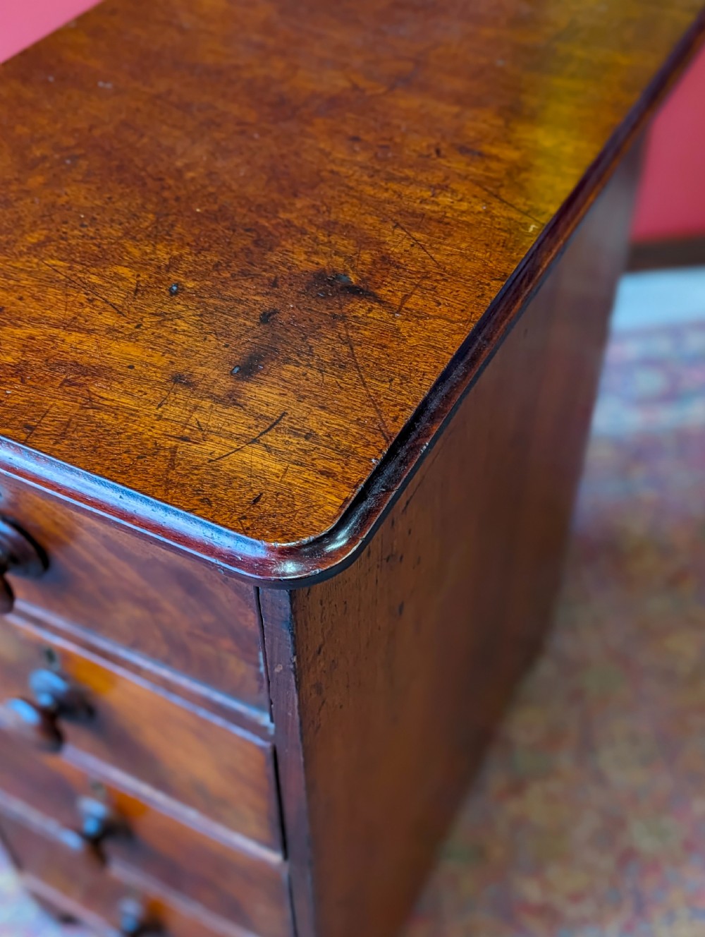 Antique 19th Century Mahogany Pedestal Chest of Drawers View IV