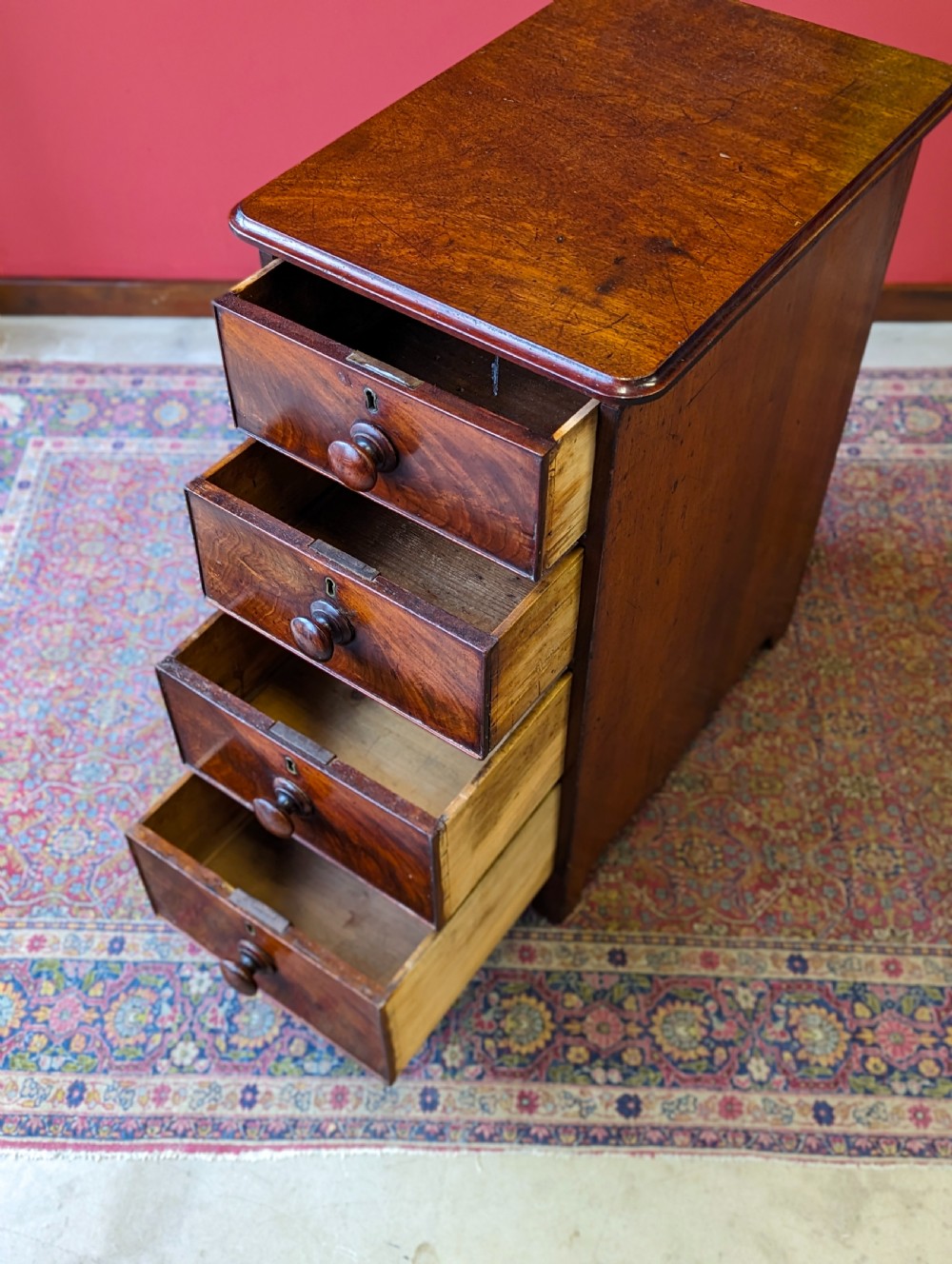 Antique 19th Century Mahogany Pedestal Chest of Drawers View VIII