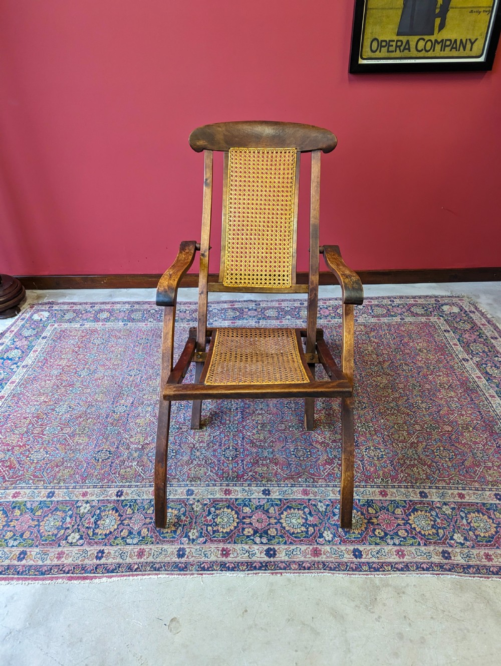 Antique 19th Century Walnut & Cane Folding Campaign Steamer Chair View II