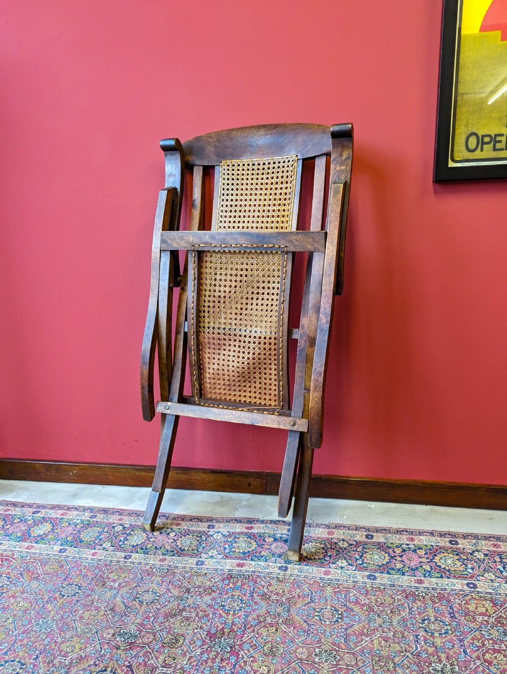 Antique 19th Century Walnut & Cane Folding Campaign Steamer Chair View IV