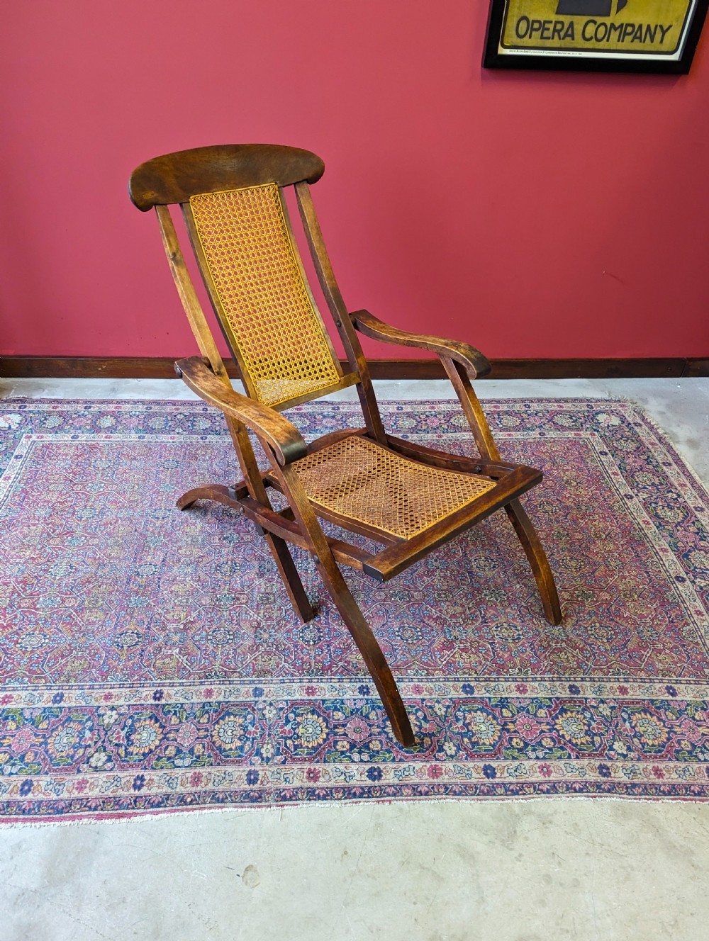 Antique 19th Century Walnut & Cane Folding Campaign Steamer Chair View VI