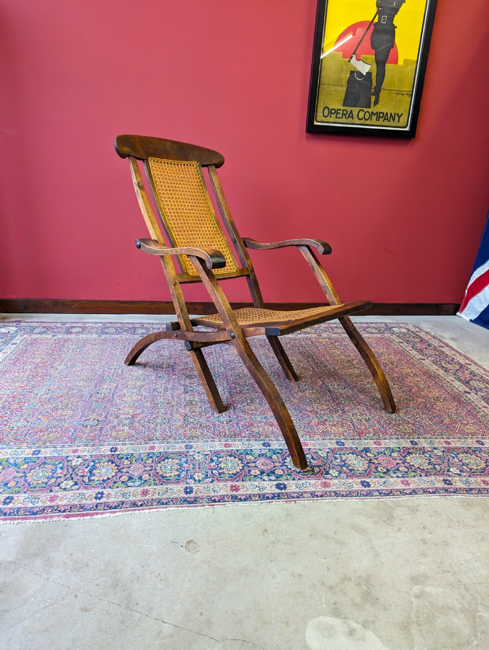 Antique 19th Century Walnut & Cane Folding Campaign Steamer Chair View IX