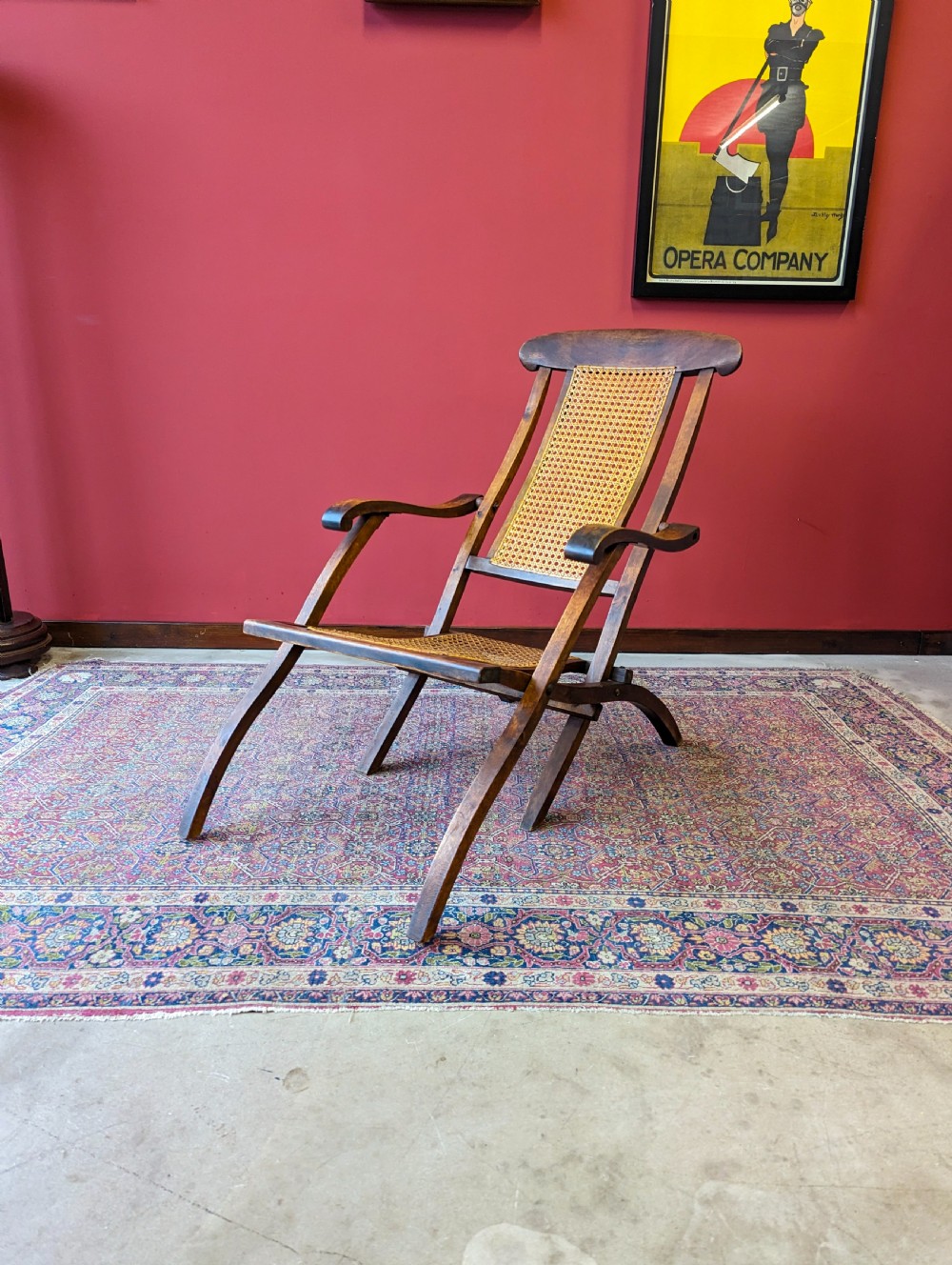 Antique 19th Century Walnut & Cane Folding Campaign Steamer Chair View X