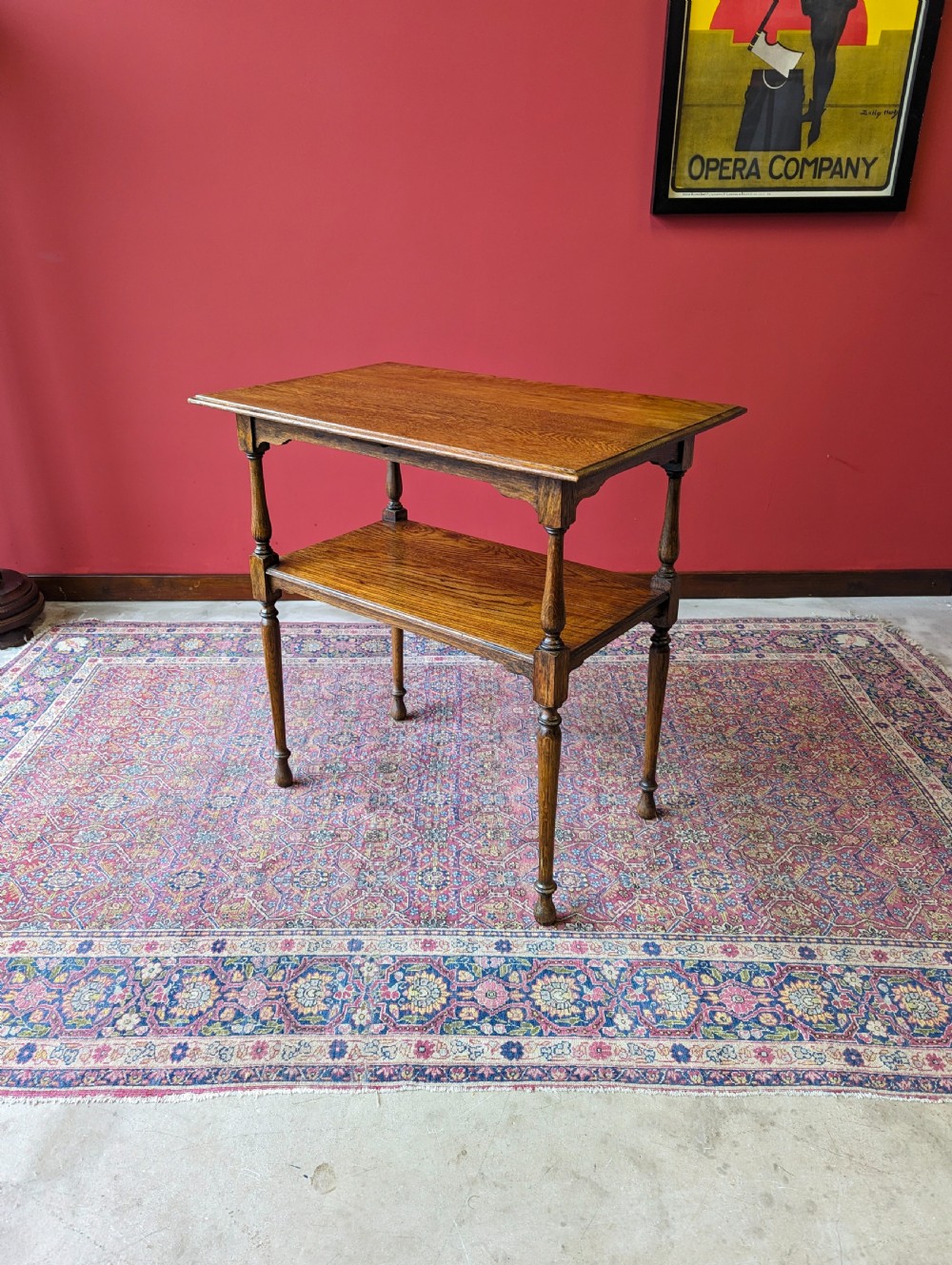 Antique Early 20th Century Oak Two Tier Side Table